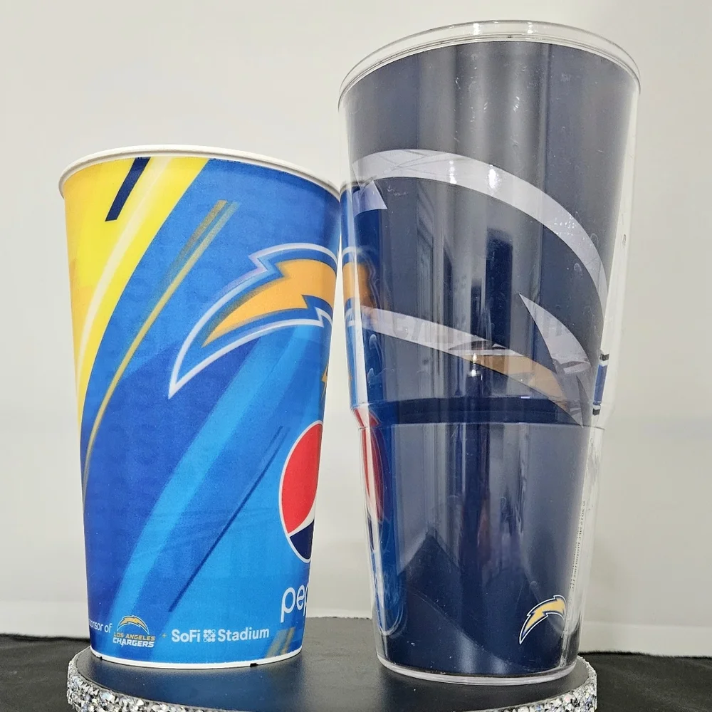 2 San Diego Los Angeles CHARGERS tervis retro tumbler & lenticular cup GUC NFL